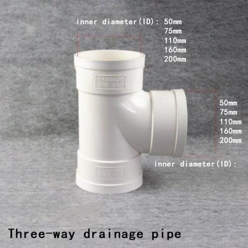 Three-way drainage pipe PVC White Drain pipe Tee Drain pipe Fittings Accessories Garden kitchen Drain Fitting joint 1 Pcs