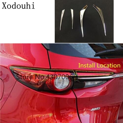 Car Rear Tail Light Lamp Detector Frame Stick Styling ABS Chrome Cover Trim Eyebrow For Mazda CX8 CX-8 2017 2018 2019 2020