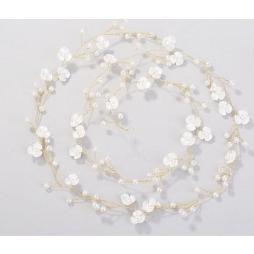 Pearl Crystal Ceramic Flower Headband Hairbands For Bride Noiva Women Tiara Hair Band Headpiece Wedding Hair Jewelry Accessories