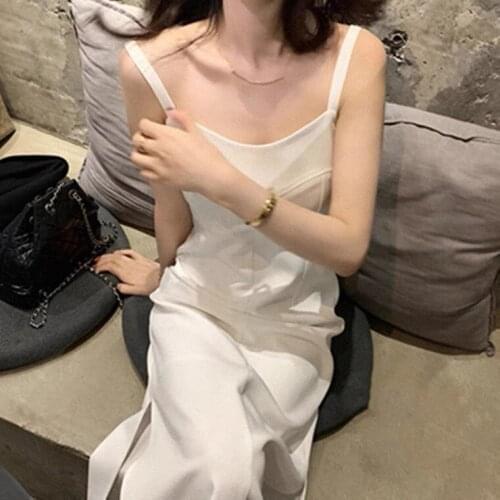 Condole belt vest in long dress female summer 2021 new temperament show thin render white top touch