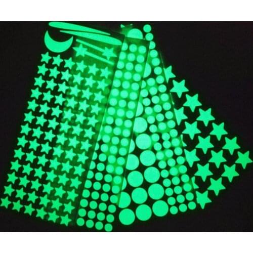 Zoller 4PCS Luminous Star Dots Bedroom Baby Kids Room Decal Glow at Night Fluorescent Dreamlike Home Decoration Free Combination