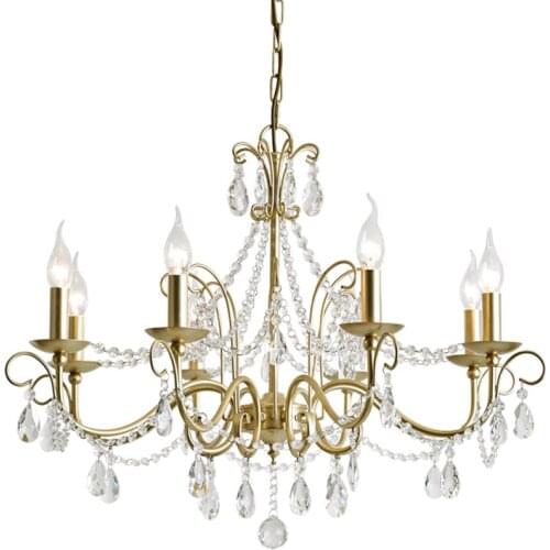 American country gold crystal chandeliers lights living room bedroom luxury restaurant French candle art hanging lamps fixtures