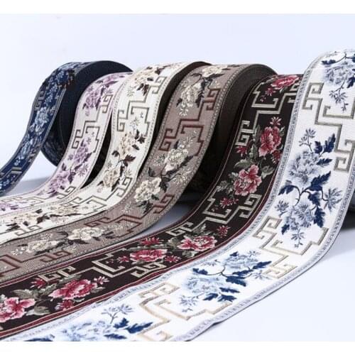 1M Embroidered Lace Trim Jacquard Ribbon for Garment Accessories DIY Craft Making Flower Sewing Chinese Style Wide 12CM