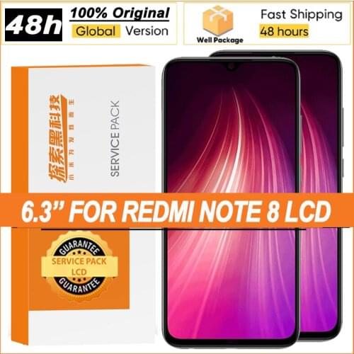10PCS Original 6.3'' IPS Display with frame for XiaoMi Redmi Note 8 LCD Touch Screen Digitizer Assembly Note8 Repair Parts