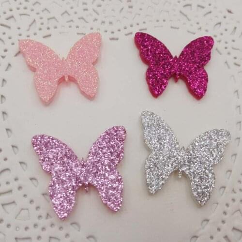 100pcs Small Size Glitter Felt Padded Butterfly Doll Craft Appliques 2X2.5CM