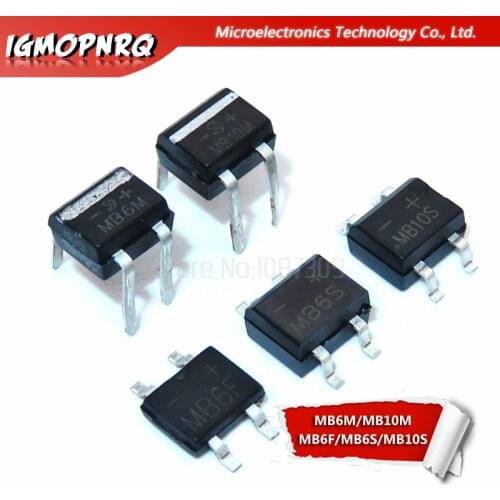 100pcs MB6S MB6M MB10S MB10M MB6F 0.5A 600V Single Phases Diode Rectifier Bridge new original