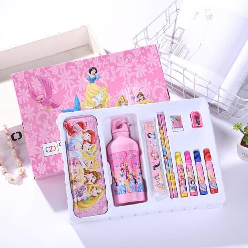 11 pieces of Disney stationery set frozen stationery box cartoon water bottle watercolor pen writing supplies school gift