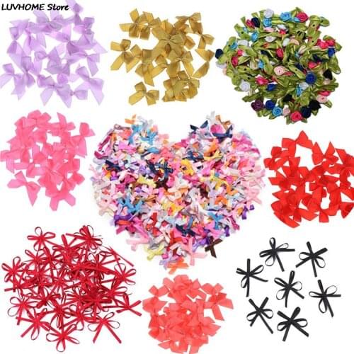 20/100/500PCS DIY Small Polyester Satin Ribbon Bow Tie Wedding Scrapbooking Embellishment Crafts Decoration 3.5cm*3cm/1.3"*1.1"