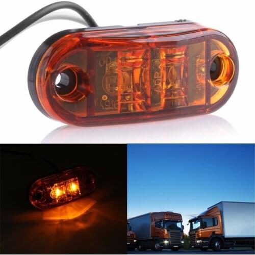 2X Yellow 2LED Side Marker Clearance Light Lamp Car Truck Trailer Caravan 10-32V