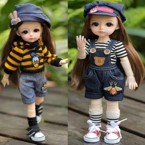 30cm Pouting Mouth BJD Doll 18 Movable Joints Cute Face DIY Bjd Dolls With Cool Clothes Gifts For Girl DIY BJD Beauty Toy Doll