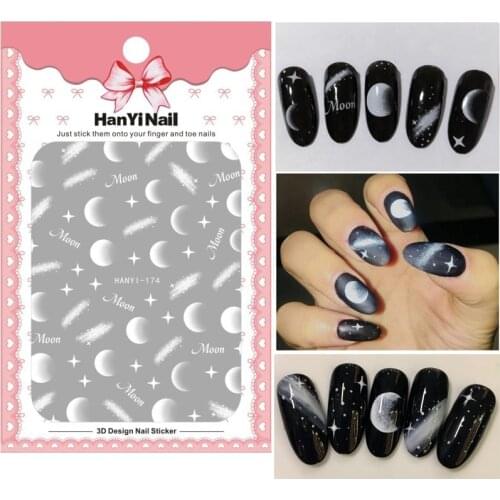 Flower 3D Nail Sticker Transparent Moon DIY Sticker Decals Tips Manicure Charm Design Adhesive Tips Art For Nail