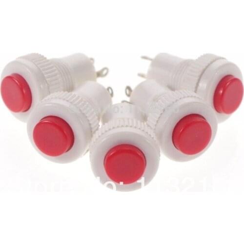 5pcs Red Momentary Hole 10mm 2 Pin SPST 3A 125VAC NO Push Button Switch