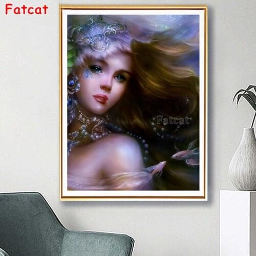 5D DIY Diamond Painting Cartoon Mermaid Princess Full Square Round Rhinestone 3D Embroidery Cross Stitch Home Decor Gifts PP1806