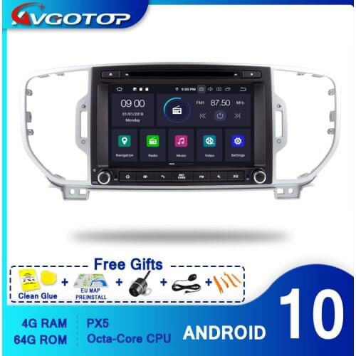 AVGOTOP Android 10 Auto Audio for KIA SPORTAGE 2016 GPS WiFi Carplay MP4 MP3 Navigation