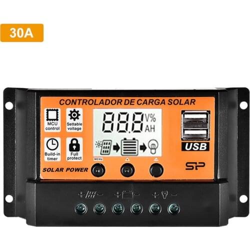 10A/20A/30A/40A/50A/100A Auto Solar Charge Controller LCD Dual USB Solar Panel Regulator Dual USB Voltage Charger 12V24V Power