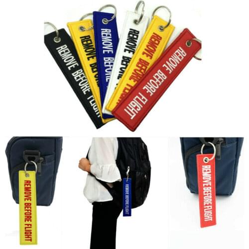 Remove Before Flight Key Chain Motorcycles and Car Embroidery customize Keychain Keyring Aviation Gifts Tags Label sleutelhanger