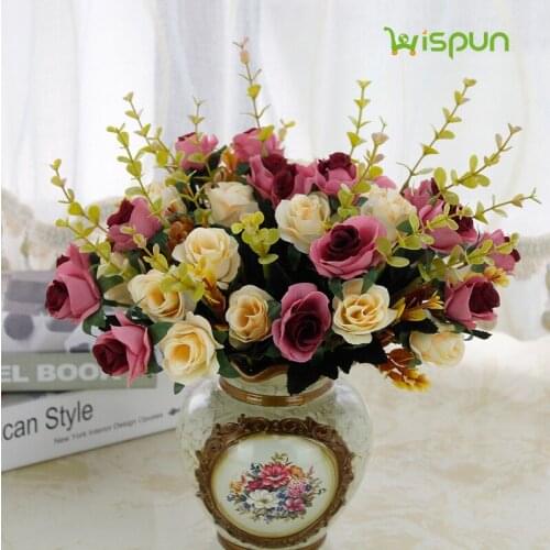 12 Heads Roses Artificial Flower Bouquet European Style Home Decoration Artificial Fake Flower