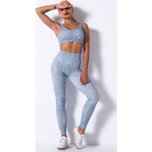 2021 Printed Stretch Yoga Bra Hip-lifting Running Sports Fitness Women Sport Set New Styles Breathable Athletic Sportswear