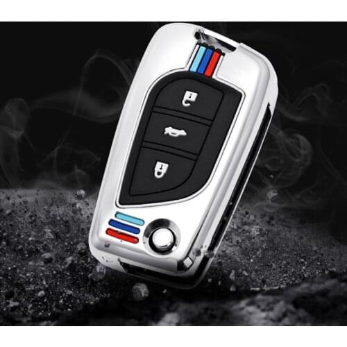 Zinc Alloy Key Case Cover For Toyota Yaris Rav4 2016 2017 for Peugeot 108 2 Buttons Remote Key Holder Car Keychain Case