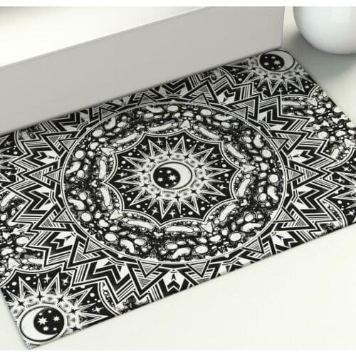Mandala Black White Floor Mat Sun Moon Star Area Rugs Large Home Living Room Bedroom Carpet Decoration Doormat