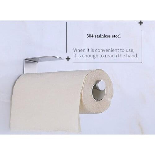 304 Stainless steel paper holder for punch-free bathroom towel rack kitchen hardware no need hole