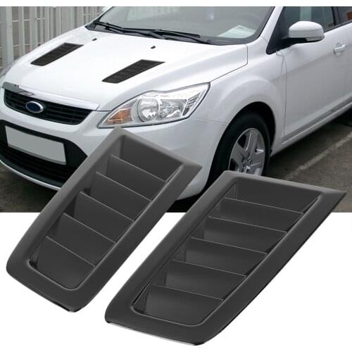 APair Gloss Black Hood Vents For-Ford Focus MK2 MK3 2004-2015 Air Flow Intake Decorative Scoop Bonnet Vent Hood Cover Hood Scoop