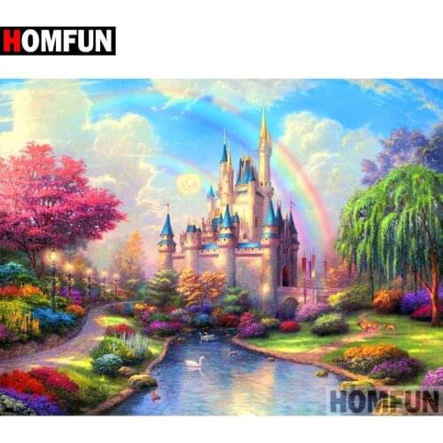 HOMFUN Full Square/Round Drill 5D DIY Diamond Painting "Castle scenery" Embroidery Cross Stitch 3D Home Decor Gift A11951