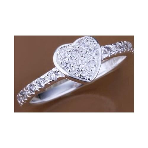 KN-R161 Free Shipping Hot Selling silver plated Finger Ring For Ladies men silver fashion jewelry Zircon Stone Single Heart Ring