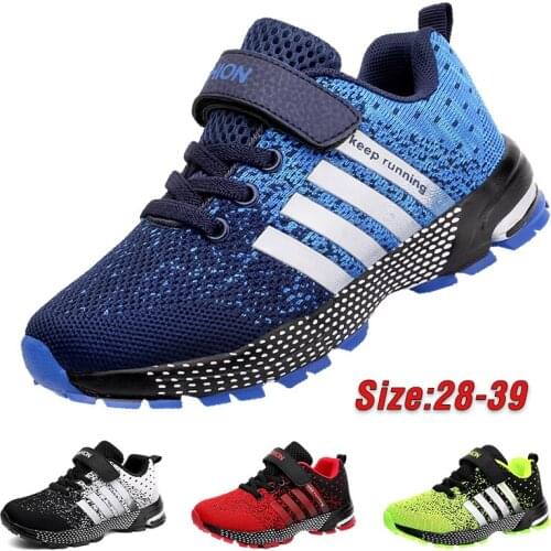 2021 Fashion Kids Running Sneakers Boys Breathable Sport Shoes Girls Non-slip Casual Sneakers Children Walking Shoes 28-39 Size