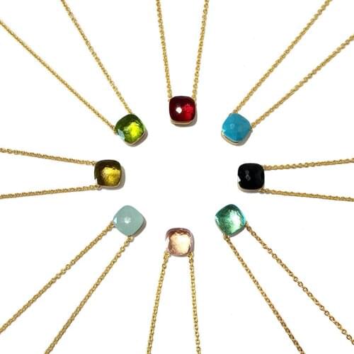 Multicolor Crystal necklaces for women,Big full gem stone,Adjustable length,Brief chains pendant necklace,Choker party jewelry