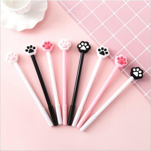 Soft Cute animal Cat Paw Pink black Heart Gel Pens Signature Escolar Papelaria School Office Supply Promotional Gift stationery