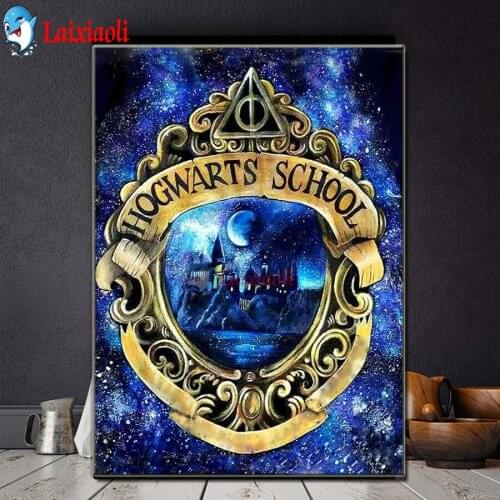 5D square Diamond Painting Kits for Adults, Big Size Magic Academy Full Drill Round Diamond Art Craft Supply for Home Wall Decor