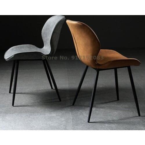 Nordic household light luxury dining chair creative restaurant leather chair simple bedroom makeup stool lazy backrest lounge