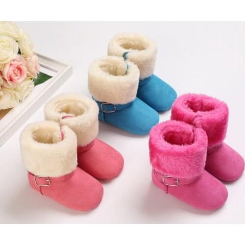 New Winter Snow Baby Boots 3-Colors High Top Warm Boots Fluff Indoor Cottton Soft Sole Infant Newborn Toddler Baby Shoes