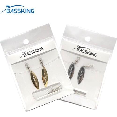 BASSKING NEW 2pcs Metal Spoon Fishing Lure with Lock Pin Quality Silver Gold High-speed Rotating Sequins Saltwater Baits Pesca