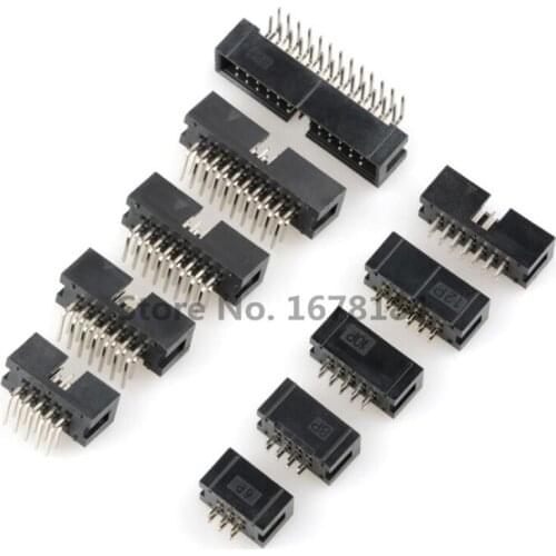 10PCS DC3 6P 8P 10P 14P 16P 20P 26P 30P 34P 40P 50P 2.54mm Socket Header Connector ISP Male Double-spaced Right Angle IDC JTAG