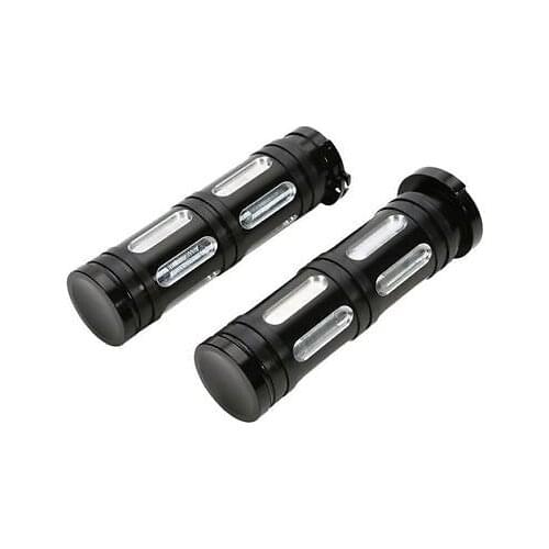 Black CNC Billet Edge Cut 1" 25mm Handlebar Hand Grips For Harley Softail Fatboy Dyna Electra Glide Heritage Softail FXSTB FLTR