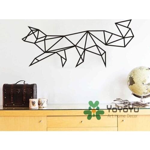 Modern Fox Geometric Vinyl Wall Stickers 3D Fox Home Decor Wall Decal Animal Sticker for Kids Rooms adesivo de parede NY-103