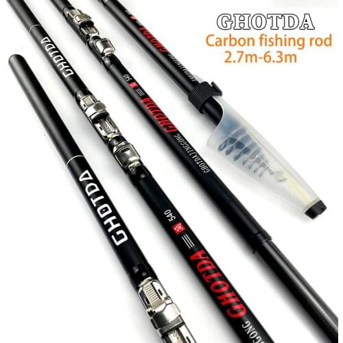 GHOTDA 2.7m 3.6M 4.5M 5.4M 3.0M 6.3M Spinning Fishing Rod M Power Telescopic Rock Fishing Rod Carp Feeder Rod Surf Spinning Rod