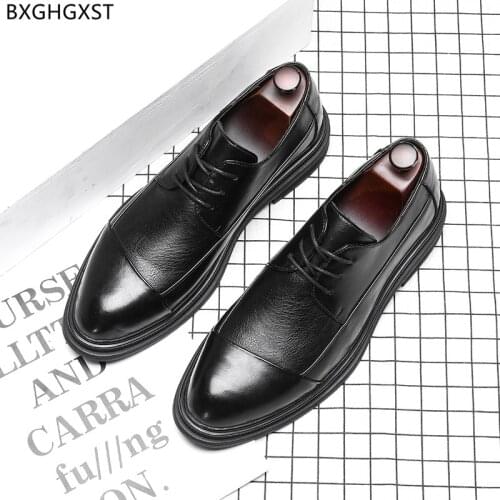 Black Dress Shoes Mens Fashion Oxford Leather Shoes Men Formal Brown Office Shoes for Man 2021 Chaussure Homme Zapatos De Hombre