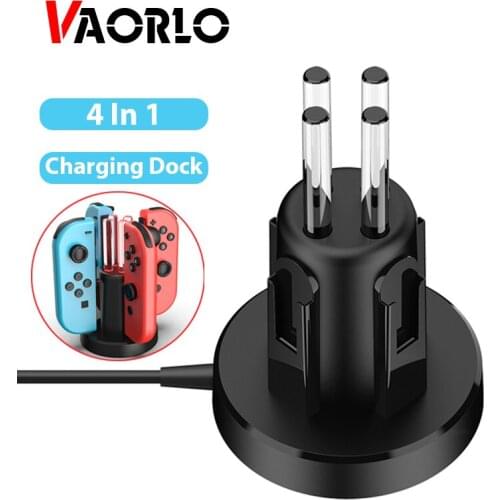 VAORLO 4 in1 Charging Dock For Nintend Switch Joy-con Controller LED Charger Gamepad Switch Colorful Light Column Four Chargers