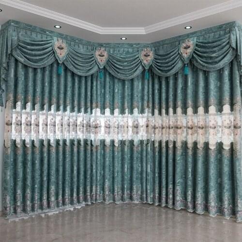 2020 new European style living room kitchen curtain shade sunscreen hollow embroidery Jane European household finished curtain