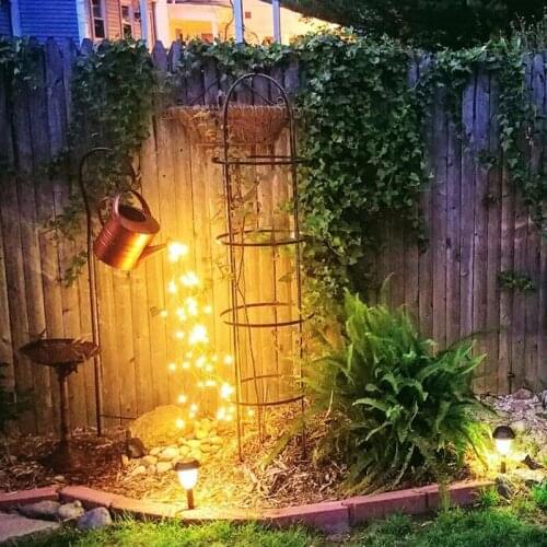 Star Shower Garden Art Light Watering Can Lights Solar Waterfall Lights Outdoor Garden Decor LED Lamp Yard Wire Fairy Lights