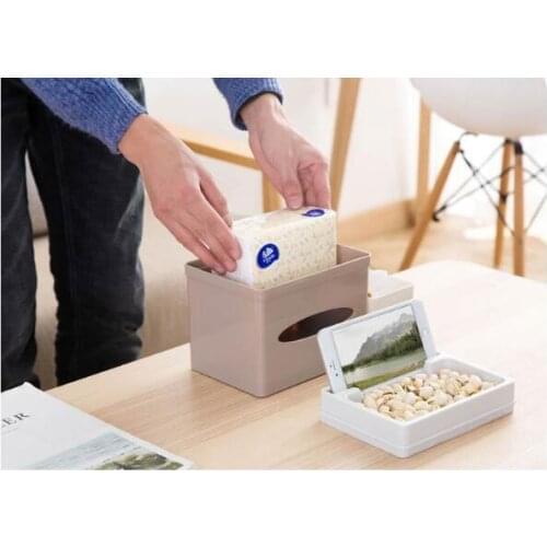 1SET Home Kitchen Plastic Tissue Box Napkin Holder Case Simple Stylish with Storage Box OK 0676