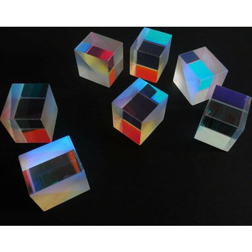 2PCS 2.2x2.2x2.2cm Optical Glass Educational Prism Defective Cross Dichroic X-Cube Glass Prisms RGB Combiner Decoration Glass