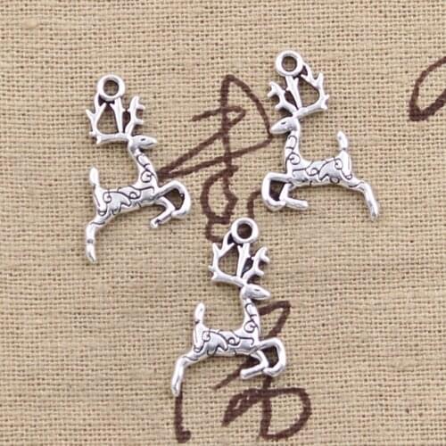 20pcs Charms Christmas Sika Deer 22x14mm Antique Making Pendant fit,Vintage Tibetan Bronze Silver color,DIY Handmade Jewelry