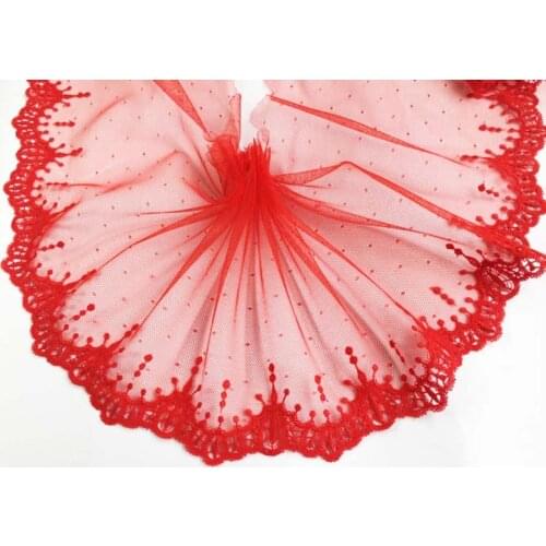 20Yards Lace Trim Red Underwear Bra Decor Craft Sewing Mesh Tulle Fabric Dress Making DIY Ribbon 16cm