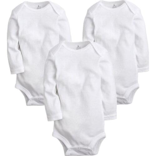 3pcs/pack 2021 classic White long sleeve baby bodysuit newborn baby clothing 100% cotton kids pajamas