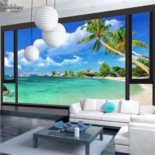 Beibehang Custom 3d photo wall paper Fashion Fun City Seaview minimalist modern kitchen bedroom TV embossed 3d mural wallpaper
