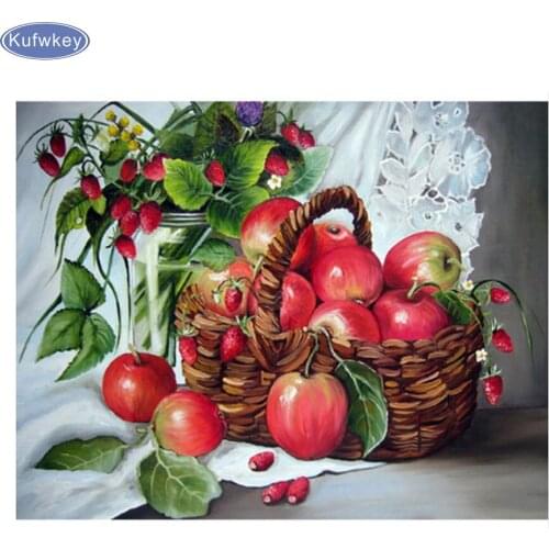 5D DIY diamond embroidery still life of apple diamond painting Cross Stitch flowers full drill Rhinestone mosaic decoration gift